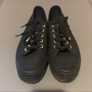 black platform superga sneakers